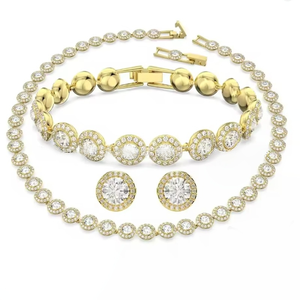 Trend Fine Jewelry Charm Armband Halskette Ohrringe Zirkonia Runde Kristall Diamant Tennis Armbänder Schmuck Set für Frauen - Product Image 3