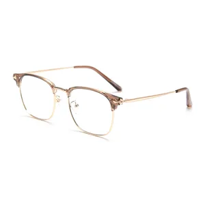 Yarım çerçeve Retro düz ayna çerçevesi gözlük tutucu yüz çerçevesiz optik altın güzel gözlük çerçeveleri
