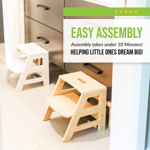 Taburete Moderno de Madera Reforzada con Cubierta Extraíble, Alfombrilla Antideslizante y Asa para Niños y Adultos, para Comedor, Dormitorio, Escuela y Uso en Exteriores - Product Image 4