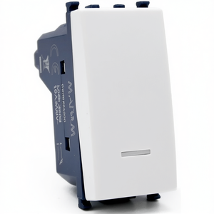 Interrupteur à bouton poussoir blanc à un seul pôle avec voyant lumineux compatible avec Vimar Arke - Product Image 3