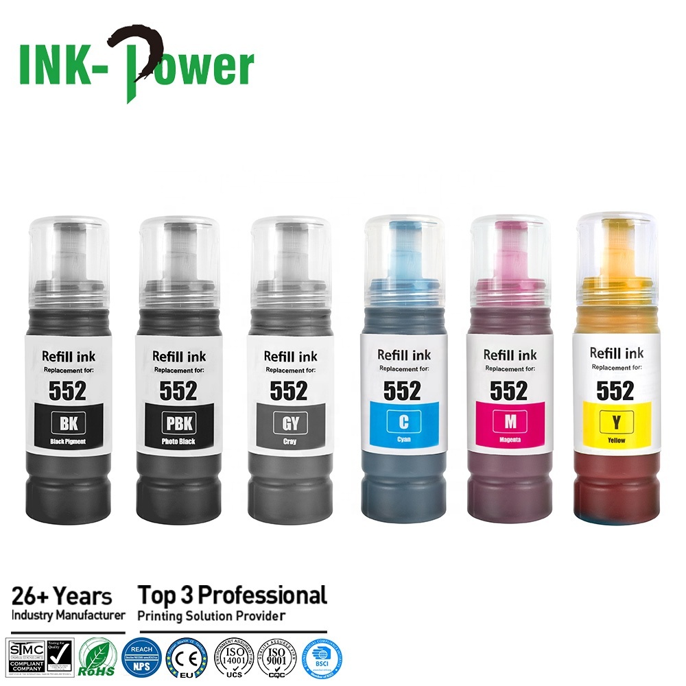 INK-мощность 552 T552 премиум цвета совместимый объем бутылки на водной основе пополнения чернил эко сублимационные чернила для Epson EcoTank ET-8500 ET-8550