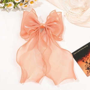 Large Bow Long Tail Spring <strong>Hairpin</strong> Organza <strong>Color</strong> Clip Girl Ladies <strong>Fashion</strong> Hair Accessories Wholesale Bow Hair - Product Image 1