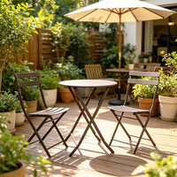 Table et chaises pliantes d'extérieur en fer à prix de gros, noires, anti-rouille, avec chaises pliantes et table ronde