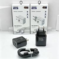 Chargeur rapide double USB-C 45W avec câble Type-C, prise EU/US, charge rapide USB Type-C PD 45W, adaptateur de voyage USB-C pour téléphone portable