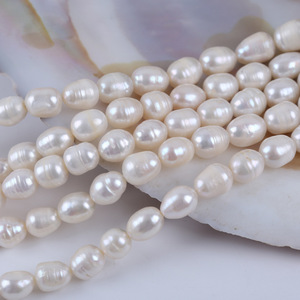 Perlas de Agua Dulce Naturales al por Mayor, Forma de Arroz, 18cm 7-8mm, Blancas, para Hacer Joyas, Collares, Perlas Sueltas - Product Image 5