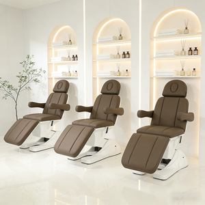 Tempat Tidur Spa Elektrik Modern Berbahan Kulit Cokelat 3/4 untuk Perawatan Bulu Mata, Wajah, dan Estetika, Meja Pijat yang Dapat Disesuaikan, Kursi Kosmetik untuk Salon Kecantikan - Product Image 3