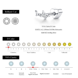 Fashion S925 Sterling Silver Shark Helix <b>Earrings</b> Sparkling Moissanite Heart Screw Stud <b>Earrings</b> for Women Exquisite Jewelry - Product Image 3