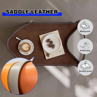 Table d'appoint en cuir amovible de luxe léger et moderne, avec cadre en acier inoxydable, chariot de rangement créatif pour salon MC029