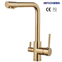 Robinet de cuisine 3-en-1 à double bec, avec cartouche céramique en cuivre, pour eau potable purifiée, eau chaude/froide et lavage de légumes domestique