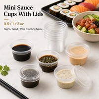 Mini coupelles rondes à sauce avec couvercles, portions de sauce soja 0,5oz/1oz/2oz, transparentes en PP/PET pour sushi, salade, sauce poke, Chine