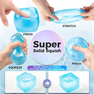 Ice Cube Squishy Stress Balls for Adults Kids Fidget Toy for Your Best Mellow and Chill -Ice Cubes-Square Shape with Filling - Product Image 3
