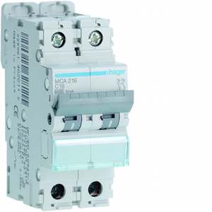 MCA216 Personalizzabile con Hagers MCB 6000A 10kA 2P curva C 16A 2 moduli - Product Image 1