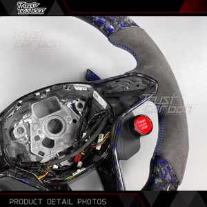 Volant sport personnalisé en fibre de carbone forgée bleue pour Volkswagen Golf MK8 Passat 2020-2025 GTI GTD GLI ID4 Tera T-ROC - Product Image 4