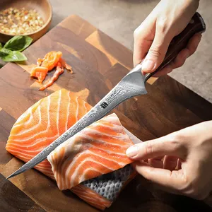 XINZUO, gran oferta, 7 pulgadas, 67 capas, acero damasco, mango de palisandro natural, cuchillo de filete de cocina japonesa, cuchillos para filetear