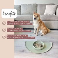Tapis d'alimentation pour chien en silicone, imperméable et antidérapant, avec rebord surélevé, plateau profond 21x10,5 pouces pour chiens et chats, couleur terre cuite