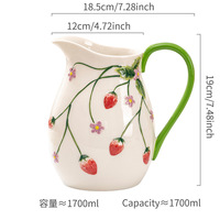 Carafe à lait en céramique sous glaçure, grande capacité, carafe à eau froide, carafe à jus, vase, carafe pour arrangement floral, décoration d'intérieur polyvalente