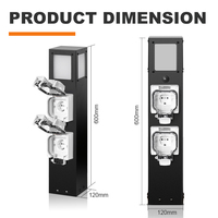 Station d'alimentation extérieure en acier inoxydable résistante aux intempéries IP66, 2 prises, lumière LED, prise électrique multi-normes internationales
