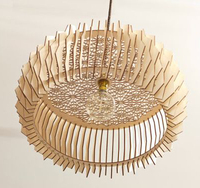 Lampe suspendue ronde en bois scandinave, finition thermolaquée, grande taille, lumière LED blanc chaud pour salon, plafond suspendu