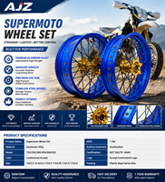 Ensemble de roues Supermoto CNC 7075-T6 anodisées de 17 pouces pour moto tout-terrain Surron YZ125 YZ250 YZ250F YZ450F, course hors route 125-450cc