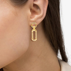 Pendientes colgantes de acero inoxidable 18K con diseño geométrico ovalado en forma de O, joyería de lujo ligero de alta gama para mujer - Product Image 2