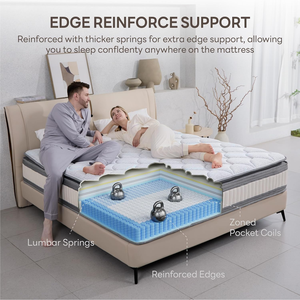 <span class=keywords><strong>Materasso</strong></span> COSTFULL King da 10 Pollici in Memory Foam Gel, Zonato per Alleviare la Pressione, Rivestimento Rimovibile, Durezza Media, Molle Insacchettate Individuali - Product Image 4