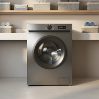 Lave-linge frontal portable électrique en acier inoxydable 10 kg tout-en-un, économie d'énergie, dosage automatique, 1200 tr/min