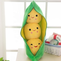 Vente chaude haricot vert en peluche peluche stockage pouf sac pois dosette oreiller bonnet bébés jouets en peluche