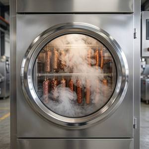 Machine à fumer la viande avec contrôle PLC automatique et interrupteur d'arrêt d'urgence, pour saucisses, <span class=keywords><strong>jambon</strong></span>, hanche, brisket, côtes et poulet - Product Image 3