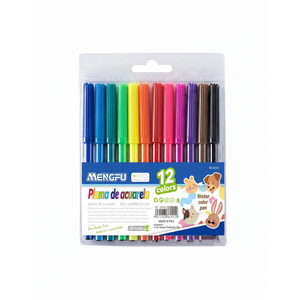 Set di 12 Pennarelli Acquerellabili per Bambini Mengfu Modello M-0181, Non Tossici, Materiali Artistici Made in China per Disegnare e Colorare su Carta - Product Image 2
