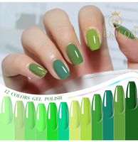 Ensemble de vernis à ongles en gel à effet miroir-Feuilles de couleurs vertes Gel d'art des ongles à effet miroir chromé avec finition très brillante