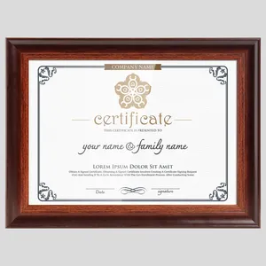 Soporte de certificado de graduación clásico de madera, marco de fotos, entrega de fábrica, A4