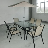 Ensemble de meubles de jardin Uplion, ensemble de table et de chaises de patio pour 6 personnes avec parasol, ensemble de table et de chaises de jardin 8 pièces