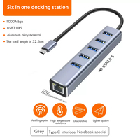 Tarjeta de red 6 en 1 USB3.0 Cable de red externo a interfaz RJ45 Tarjeta de red de juego de 1000M Gigabit sin controlador