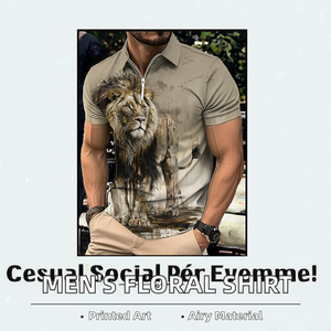 Custom Men's Luxury Floral Tiger Print Shirt Oversized Short Sleeve Breathable Knitted Social Hawaiian Autumn Stand Collar - Product Image 3