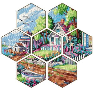 Kit de peinture diamant DIY pour sous-verres, motif paysage artistique Van Gogh, style américain, en panneau de particules imprimé, avec diamants à coller, thème animal - Product Image 5