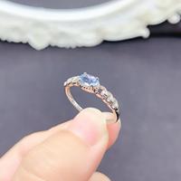 Factory Wholesale Elegant Design 925 Sterling Silver Women's Wedding Ring Natural Aquamarine Engagement Gift