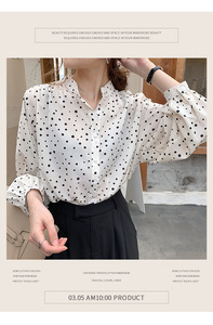 Polka del Puntino di Stampa Delle Donne Della Camicia Sexy Camicetta Dolce Autunno Lanterna Manica Lunga Office Lady Tops Blusa Trasporto di Goccia - Product Image 6