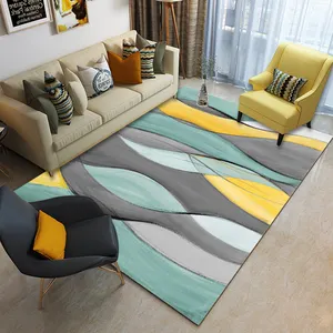 High quality 3D printed geometric design abstract style plain sofa bay window living room machine washable eco-friendly carpet