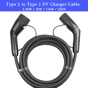 Black Head Custom Double-headed 32A Type 2 to Type 2 EV Charging <strong>Cable</strong> for 7kW/11kW/22kW OEM ODM Fast AC <strong>Electric</strong> Car Charger - Product Image 1