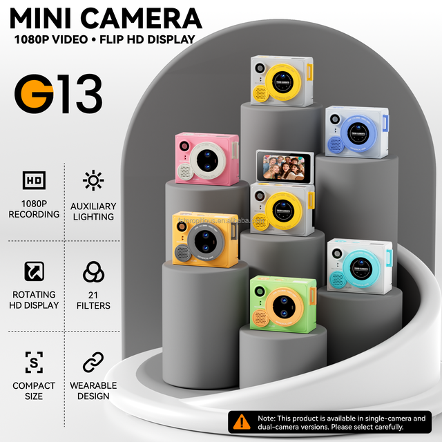 2026 New Mini Camera G13 Dual Lens Camera Flip Screen Design 1080P Resolution Colorful Kids Camcorder Video Recorder Cameras