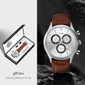 TOMI T602 Nouveau Coffret de 4 Pièces <span class=keywords><strong>Montre</strong></span> <span class=keywords><strong>à</strong></span> Quartz de Luxe pour <span class=keywords><strong>Homme</strong></span>, <span class=keywords><strong>Montre</strong></span> Décontractée et Polyvalente, Boutons de Manchette et Pince <span class=keywords><strong>à</strong></span> Cravate pour <span class=keywords><strong>Homme</strong></span>, <span class=keywords><strong>Boîte</strong></span> <span class=keywords><strong>à</strong></span> <span class=keywords><strong>Montres</strong></span> - Product Image 1