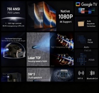Proyector LED Inteligente Android CR53 4K GTV con Enfoque Automático, 7500 Lúmenes, Portátil, para Cine en Casa y Uso en Exteriores