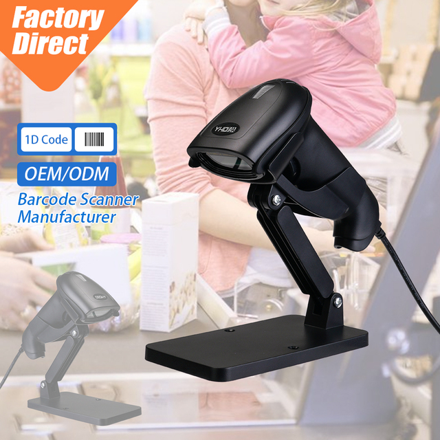 Factory Direct Sales 1D Laser Barcode Scanner Supports Multilingual Bar Code Reader for POS Systems Library Logistics