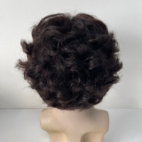Perruque complète en cheveux humains Remy indiens 100% naturels, bouclés lâches, transparente pour perruque à dentelle, coupe courte dégradée pour hommes, nœuds décolorés