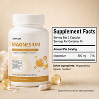 Capsules de magnésium à marque privée OEM, apaisement quotidien, bien-être musculaire, nutrition minérale, 90 unités, fabricant de compléments alimentaires