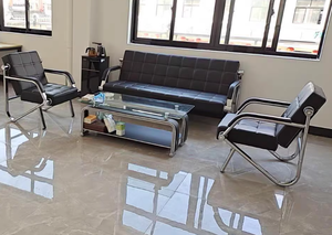 Canapé de bureau exécutif en cuir PU noir, design tendance, fourni par l'usine, canapé de luxe, canapé d'attente pour hôpital et clinique - Product Image 4