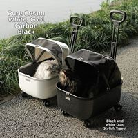 Poussette pour animaux de compagnie élégante et moderne, ventilée, en acier, pour chats, petits chiens et voyages en avion