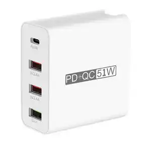 51W 3.0 PD QC charge rapide 4 ports adaptateur USB Portable pour iPhone Samsung tablette EU US AU chargeur mural rapide prise chargeur rapide