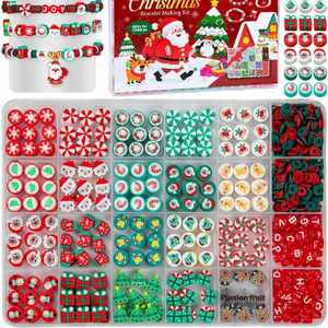 Kit de Fabricación de Pulseras DIY, Arcilla Polimérica, Set de Cuentas de Árbol de Navidad, Muñeco de Nieve y Santa Claus para Niños, Manualidades de Joyería Navideña - Product Image 2