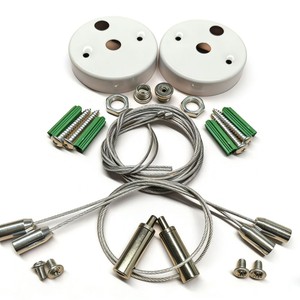 Kit de suspension de plafond universel en câble métallique réglable en acier inoxydable nickelé argent/noir pour suspension de luminaires LED - Product Image 2